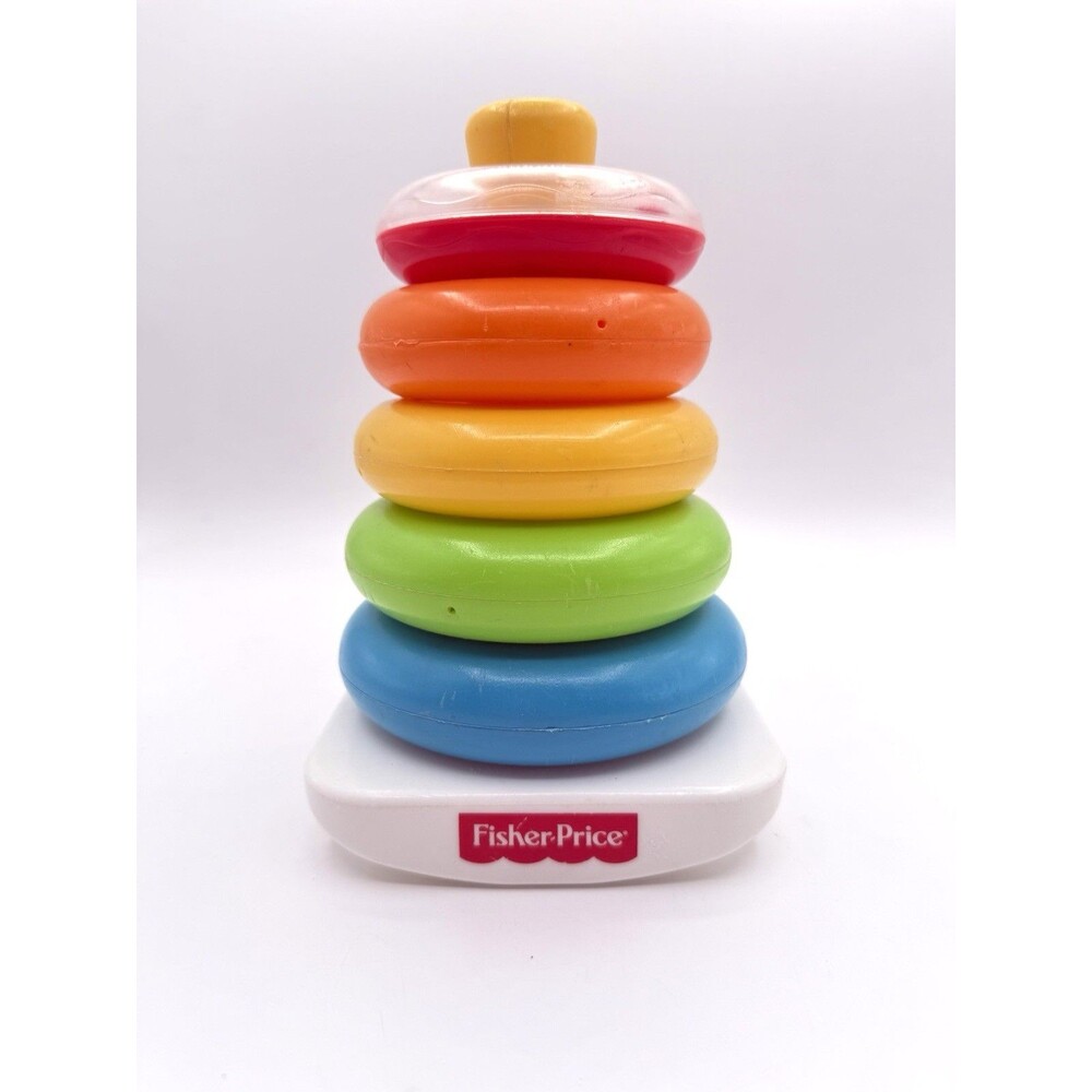 Fisher Price Rock‎ A Stack Stacking Ring Toy 5 Rings Rattle Ring 2004 Vintage